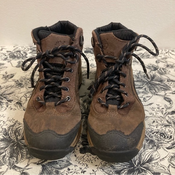 TIMBERLAND Sz 2Y  Hiking Leather Lace Up Ankle Boots Unisex - Picture 3 of 12